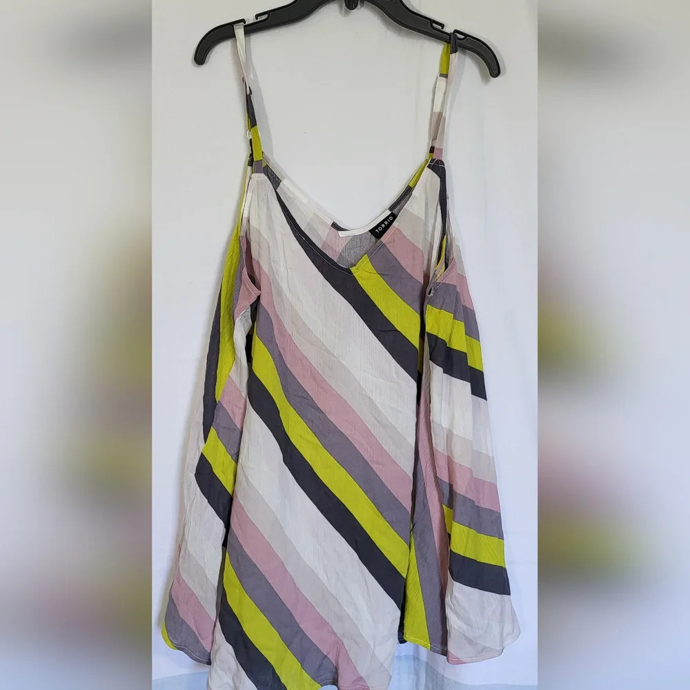 Torrid Sophie Multi‎ Stripe Crinkle Gauze Swing Cami Top, Size 1X (14-16)